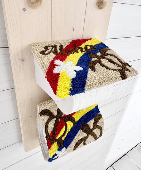 ハワイアン ロールペーパーホルダー ホヌ レインボー 刺しゅう