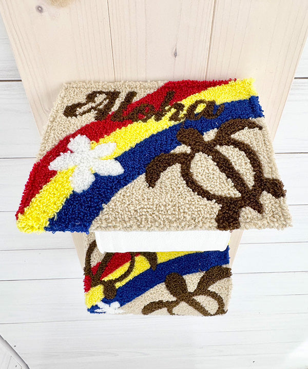 ハワイアン ロールペーパーホルダー ホヌ レインボー 刺しゅう