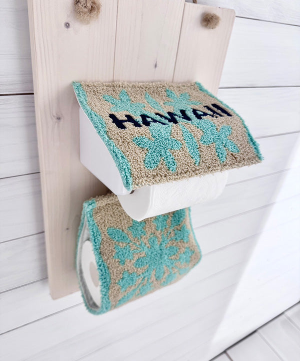 トイレットペーパーホルダー／ハワイアンキルト／刺しゅう／トイレインテリア