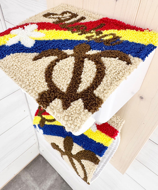 ハワイアン ロールペーパーホルダー ホヌ レインボー 刺しゅう