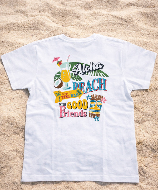 ハワイアン トロピカルデザイン 半袖Tシャツ 夏 海