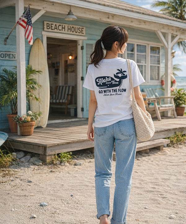 HULA LANI HAWAII　サーフカジュアル クジラのデザイン ビーチスタイル　Tシャツ