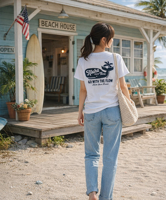 HULA LANI HAWAII　サーフカジュアル クジラのデザイン ビーチスタイル　Tシャツ