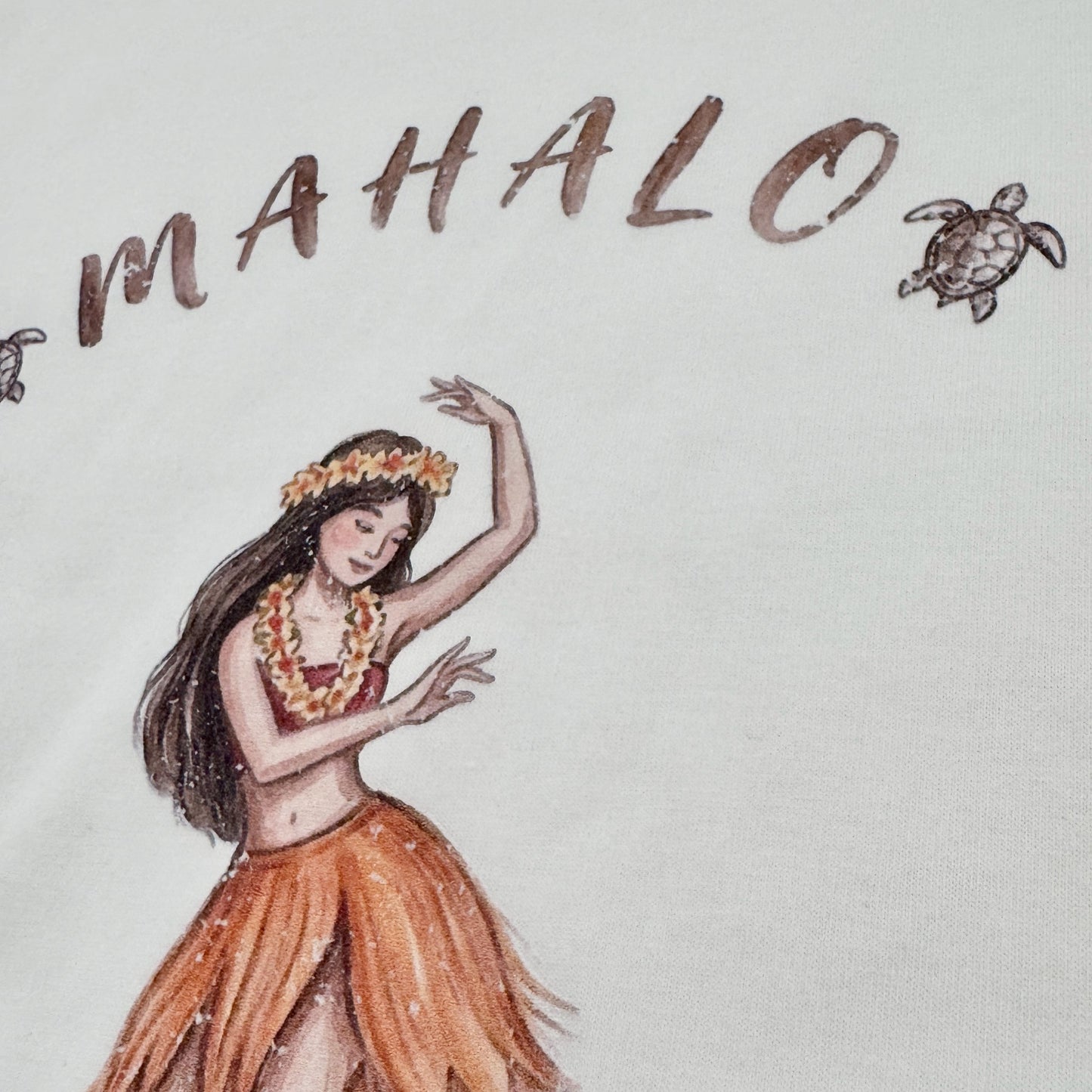 ハワイアンデザインTシャツ HULA GIRL OFF WHITE