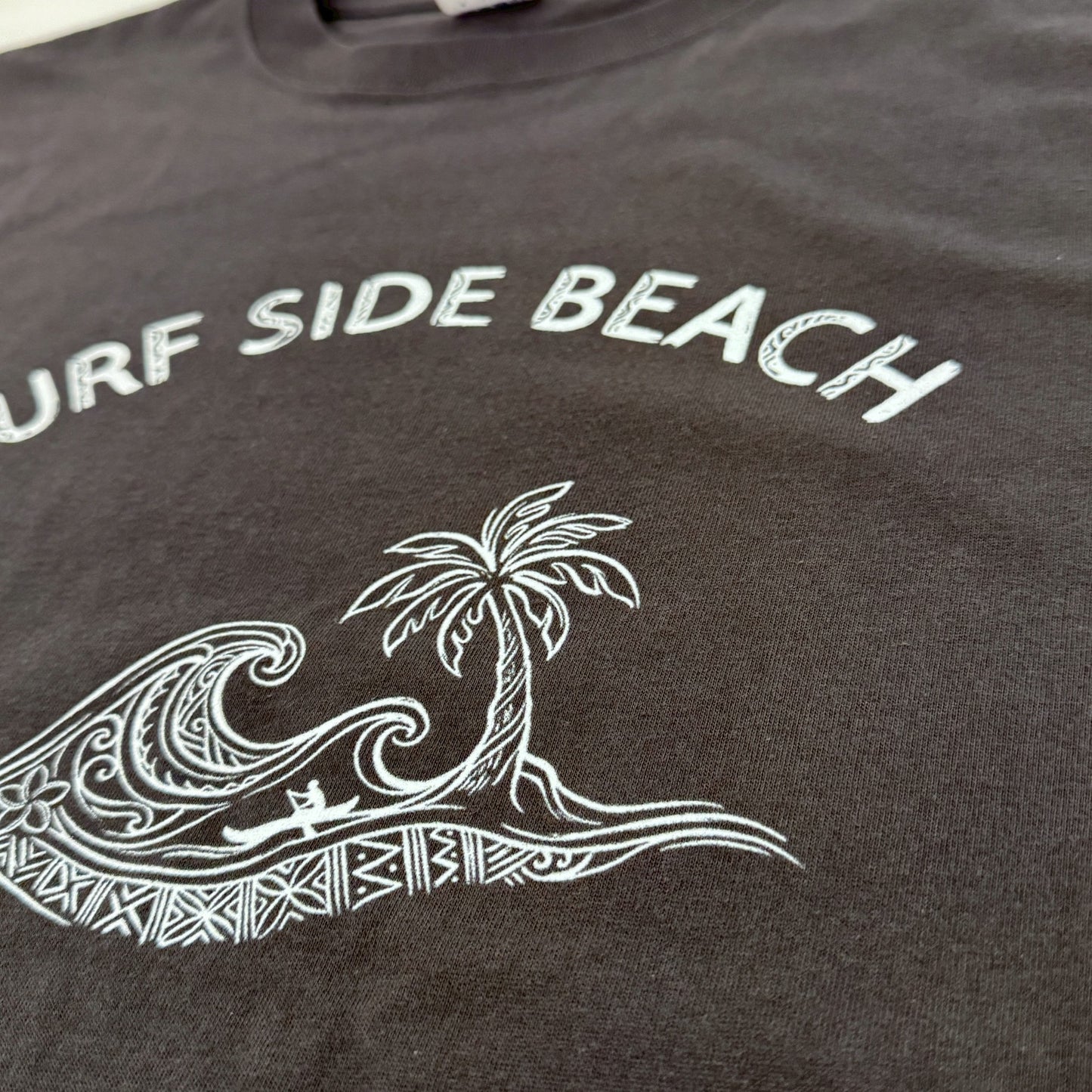 ハワイアンデザインTシャツ WAVE PALM  CHACOAL