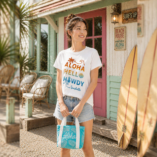 ハワイアンデザインTシャツ RAIBOW MESSAGE