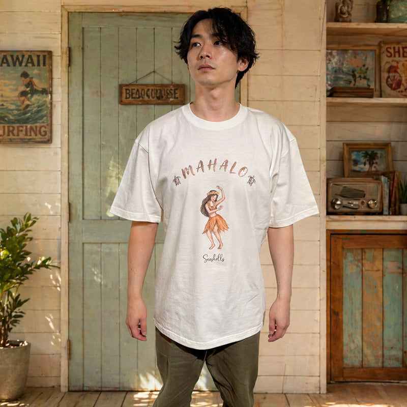 ハワイアンデザインTシャツ フラガールのイラスト カットソー 半袖