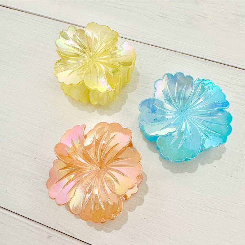 ハイビスカスのヘアクリップ バレッタ かわいいカラー 髪留め 大きめ