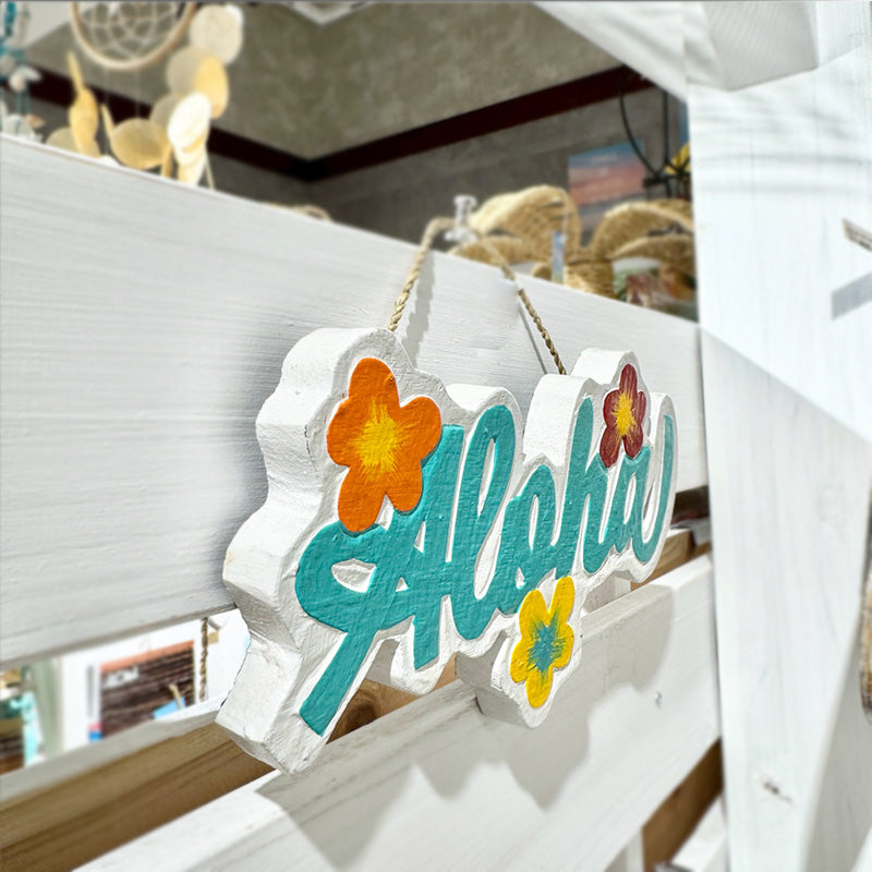 ハワイアン雑貨 ALOHAプレート アロハの文字ウッドプレート 看板