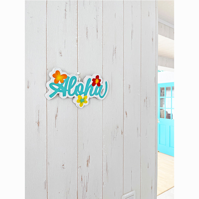 ハワイアン雑貨 ALOHAプレート アロハの文字ウッドプレート 看板
