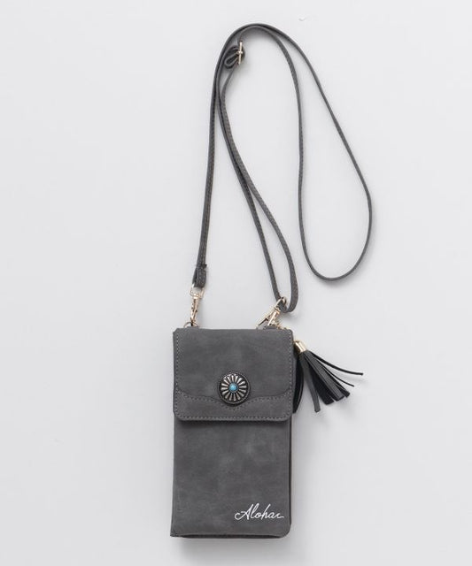 スマホケース ショルダーポーチ コンチョ付き