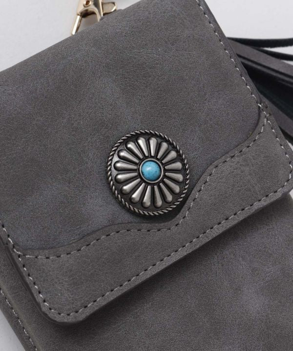 スマホケース ショルダーポーチ コンチョ付き