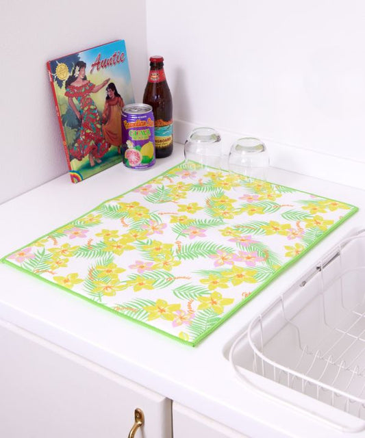 プルメリアの花びらデザインキッチンマット 吸水