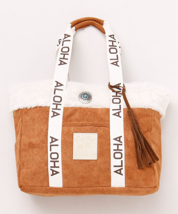 ハワイアントートバッグ ムートンファー付き