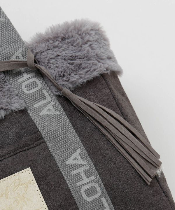 ハワイアントートバッグ ムートンファー付き