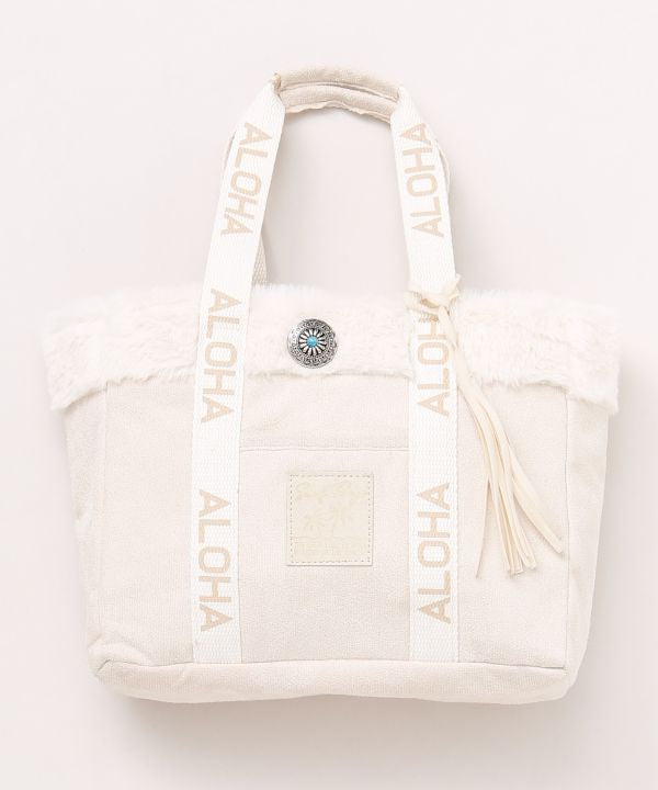 ハワイアントートバッグ ムートンファー付き