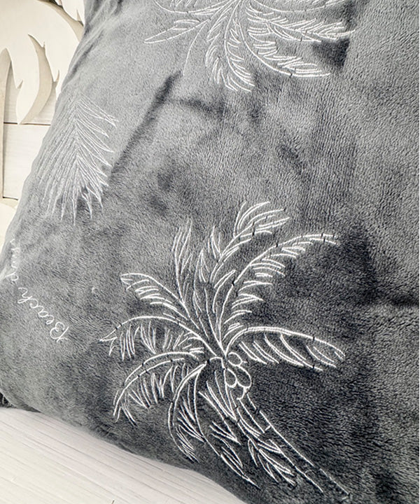 ハワイアンクッションカバー チャコールグレー ヤシの木