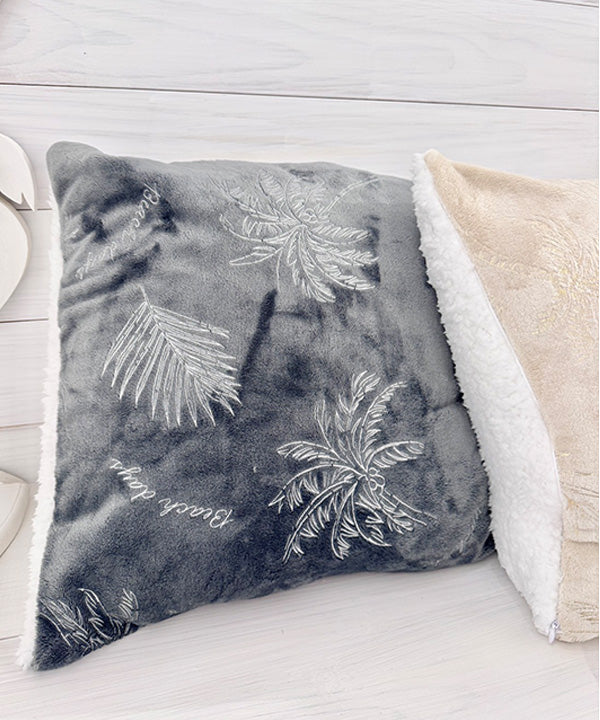 ハワイアンクッションカバー チャコールグレー ヤシの木