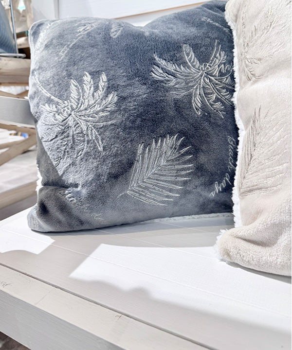 ハワイアンクッションカバー チャコールグレー ヤシの木