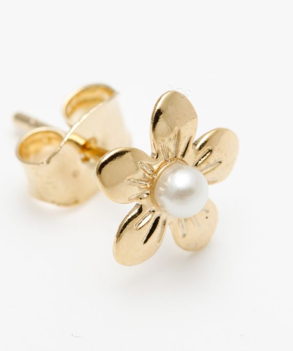 プルメリアモチーフ パール フラワー ストーン クロス セットピアス ゴールド 6点セット