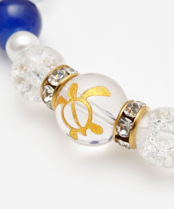ハワイアン ホヌ ブレスレット お守りビーズアクセサリー ブルー