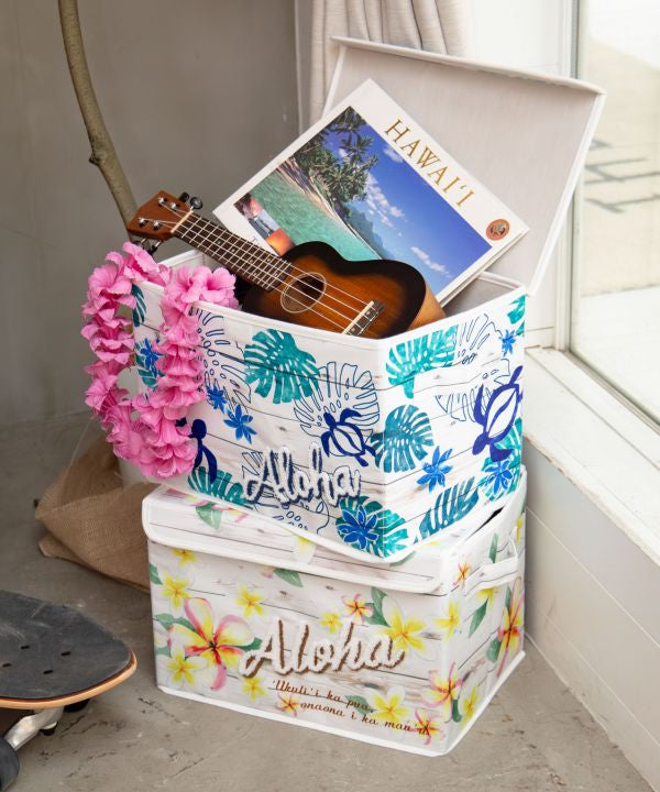 ハワイアン収納ボックス プルメリア柄
