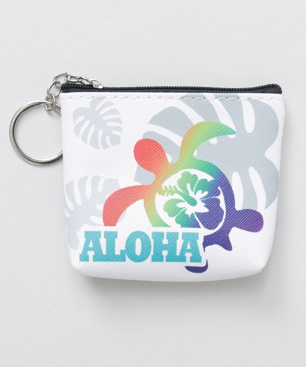ハワイ ポーチ型キーホルダー｜小銭入れ ミニポーチ ALOHAデザイン