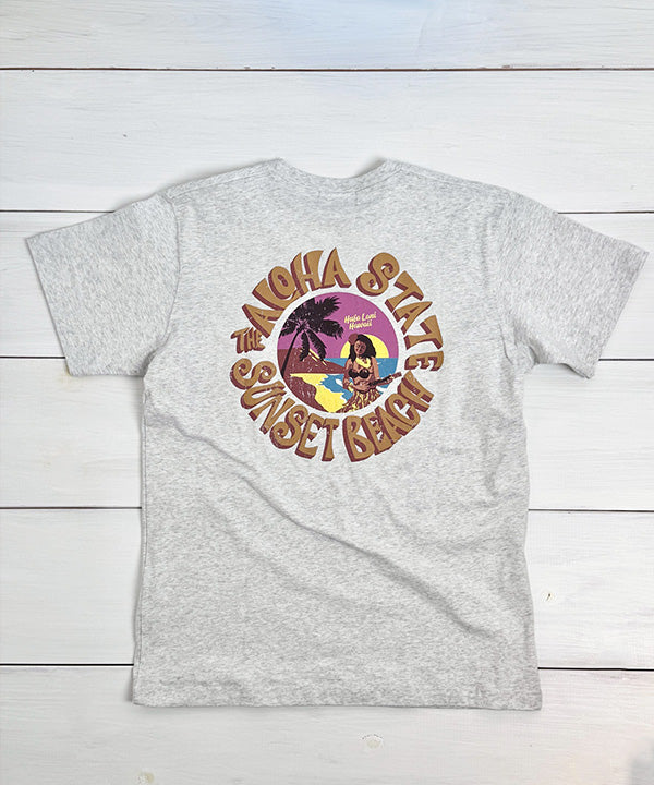 ハワイ サンセットビーチ ハワイガール デザイン バックプリント ハワイアンTシャツ