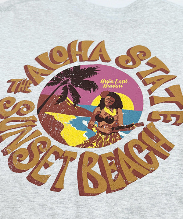 ハワイ サンセットビーチ ハワイガール デザイン バックプリント ハワイアンTシャツ