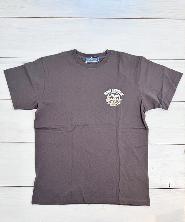 ハワイ マウイ カフルイ ロゴ 半袖Tシャツ ブラウン ハワイアンTシャツ メンズ レディース