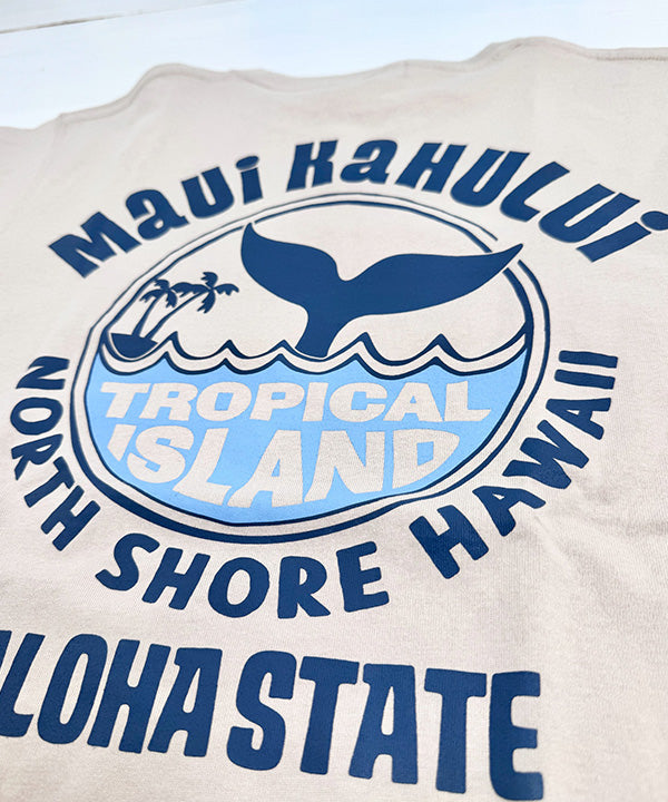 ハワイ マウイ カフルイ ロゴ 半袖Tシャツ ブラウン ハワイアンTシャツ メンズ レディース