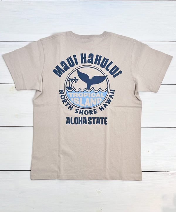 ハワイ マウイ カフルイ ロゴ 半袖Tシャツ ブラウン ハワイアンTシャツ メンズ レディース