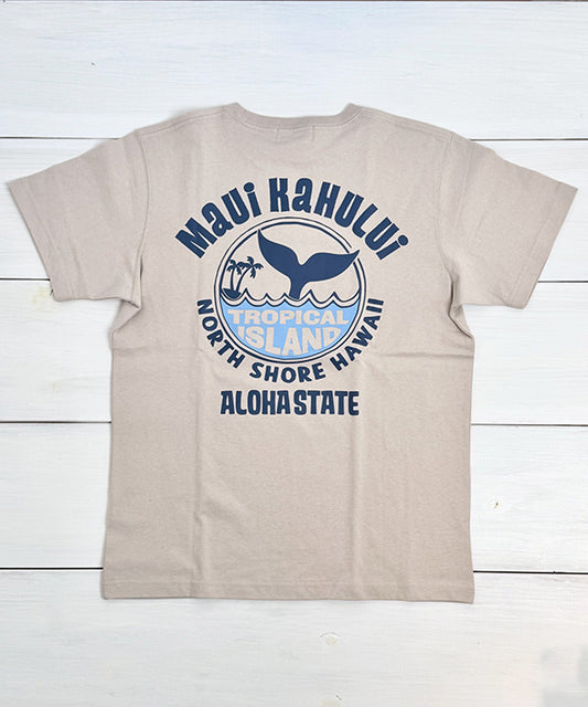 ハワイ マウイ カフルイ ロゴ 半袖Tシャツ ブラウン ハワイアンTシャツ メンズ レディース