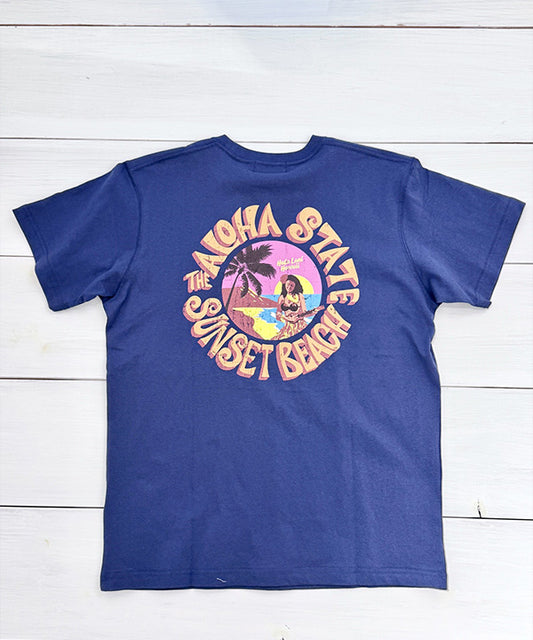 ハワイ サンセットビーチ ハワイガール デザイン バックプリント ハワイアンTシャツ
