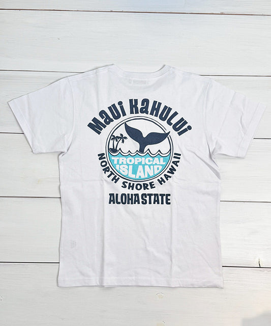 ハワイ マウイ カフルイ ロゴ 半袖Tシャツ ブラウン ハワイアンTシャツ メンズ レディース