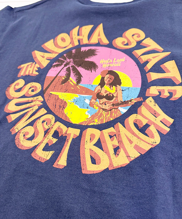 ハワイ サンセットビーチ ハワイガール デザイン バックプリント ハワイアンTシャツ