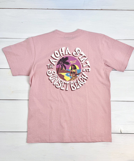 ハワイ サンセットビーチ ハワイガール デザイン バックプリント ハワイアンTシャツ