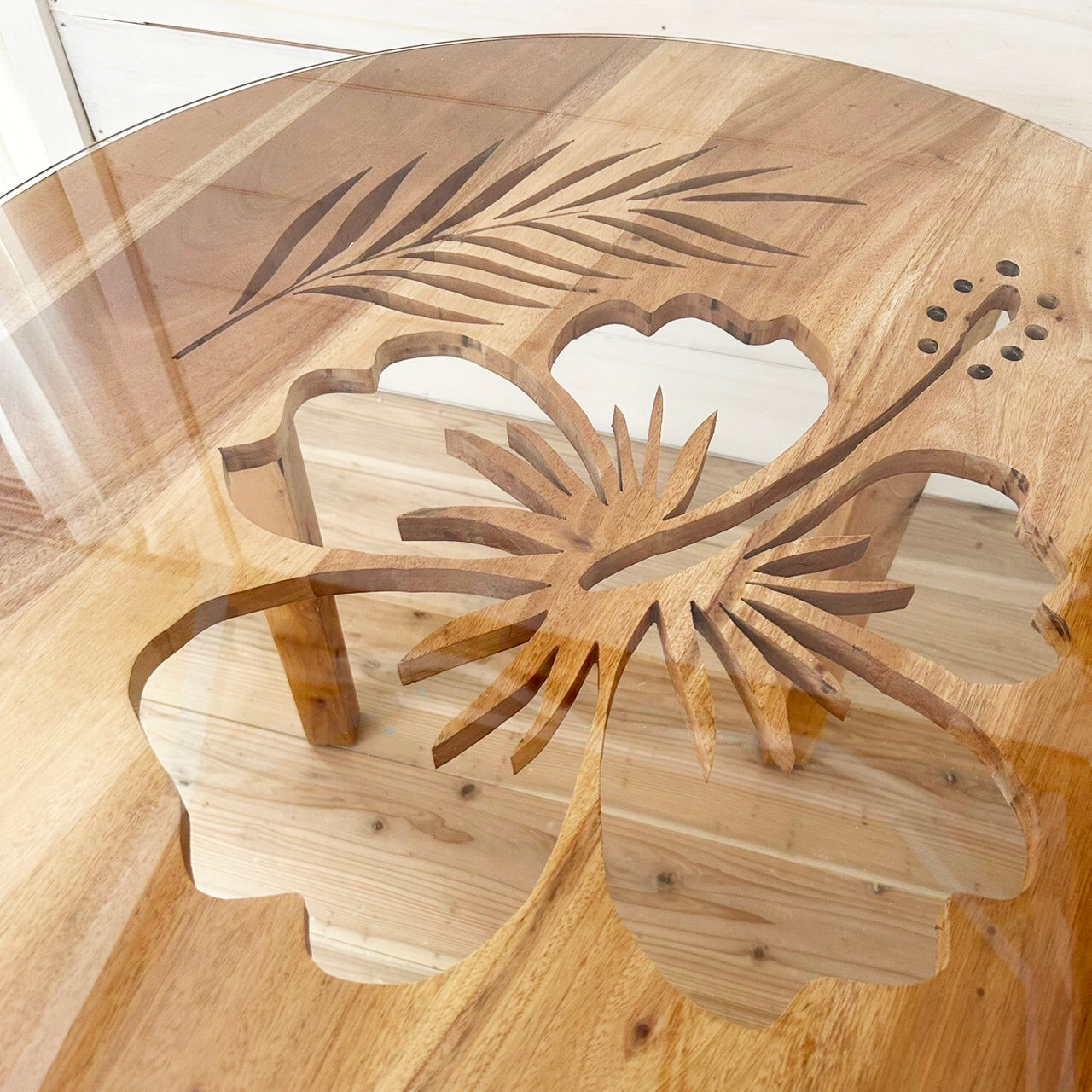 ハワイアンテーブル ハワイアン家具ラウンドテーブル 木製テーブル
