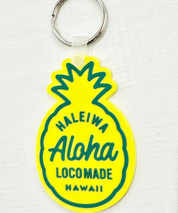 HAWAIIAN RUBBER KEY CHAIN PINE APPLE　YELLOW