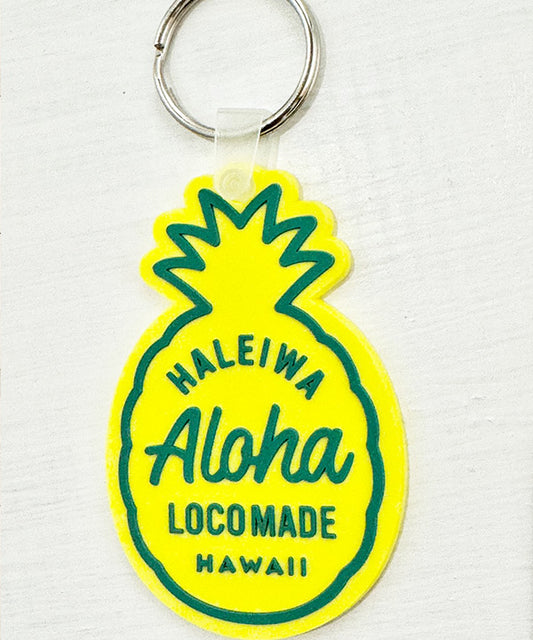 HAWAIIAN RUBBER KEY CHAIN PINE APPLE　YELLOW