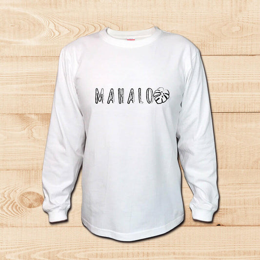 LONG SLEEVE SHIRT　MAHALO-MONSTERA WHITE.