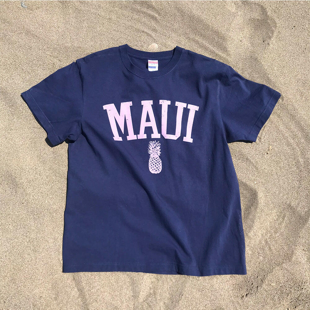 ハワイアンデザインTシャツ MAUI PINE　ユニセックスサイズ NAVY