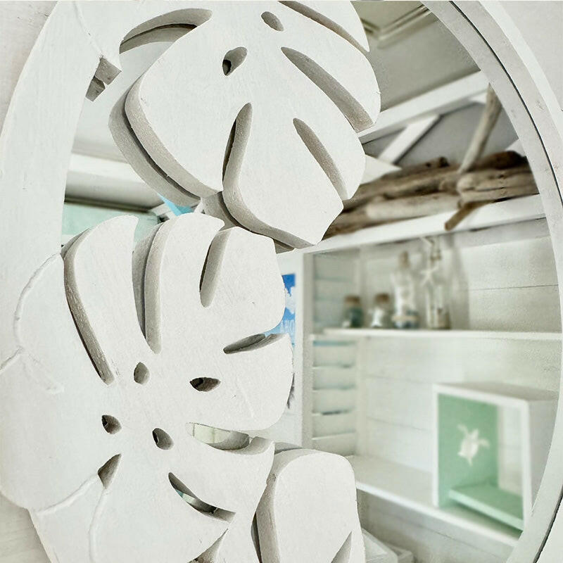 ROUND MIRROR　MONSTERA WHITE.