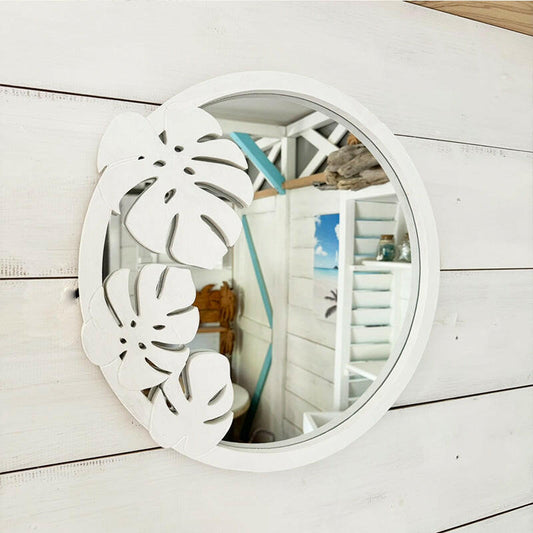 ROUND MIRROR　MONSTERA WHITE.