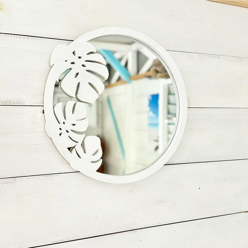 ROUND MIRROR　MONSTERA WHITE.