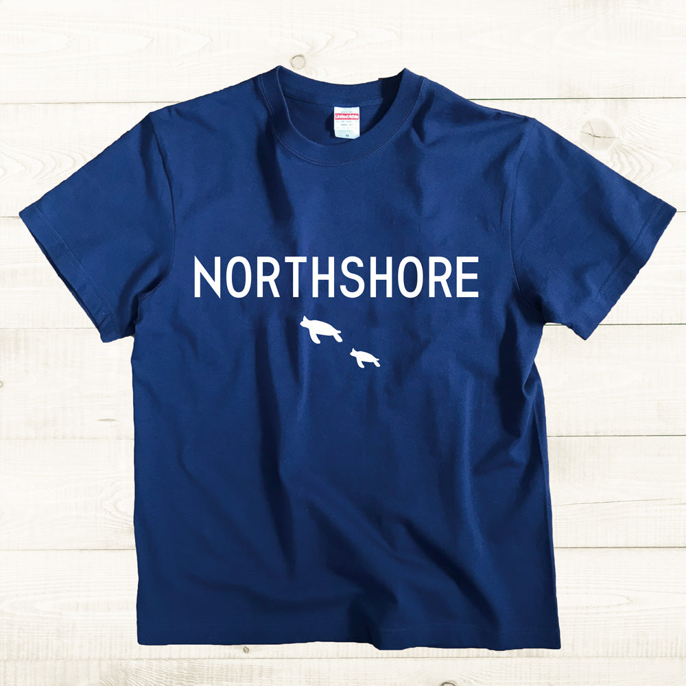 ハワイアンデザインTシャツ NORTH SHORE　ユニセックスサイズ NAVY