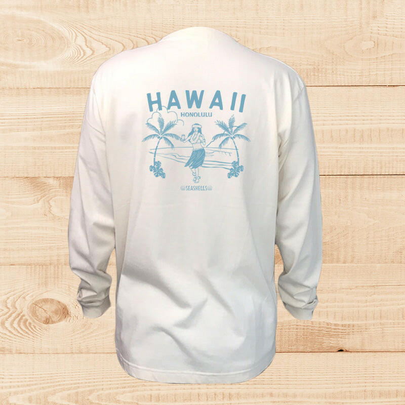 LONG SLEEVE SHIRT　WAIKIKI HULA GIRL　NATURAL.