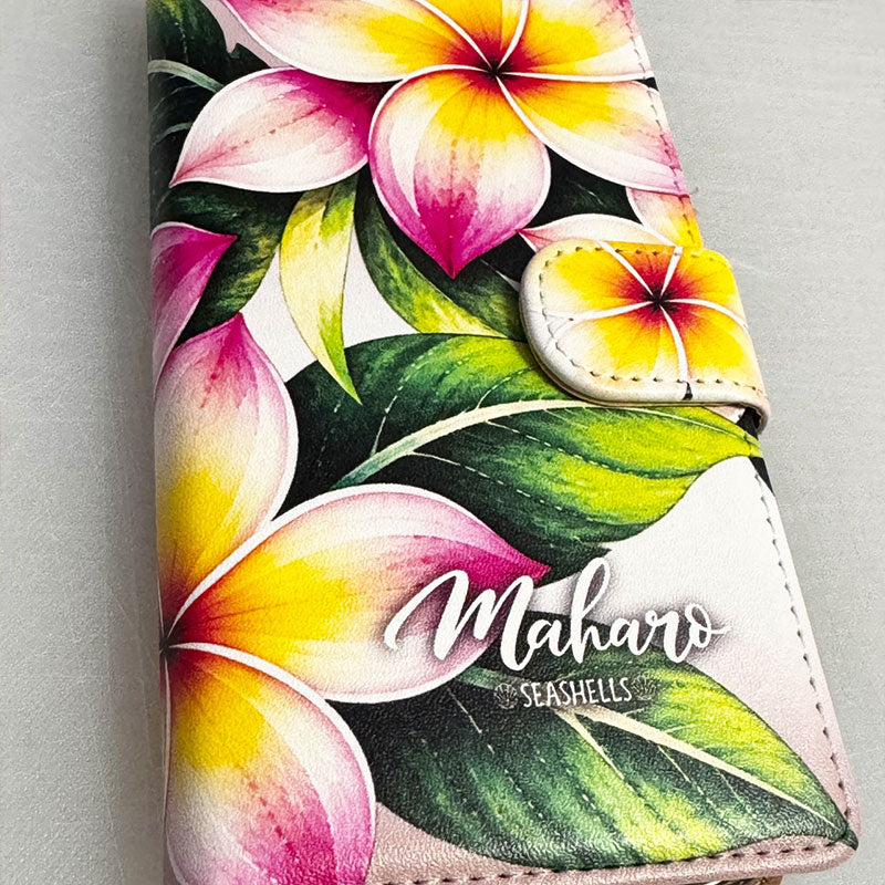 iphone手帳型ケース ハワイアン プルマリア柄
