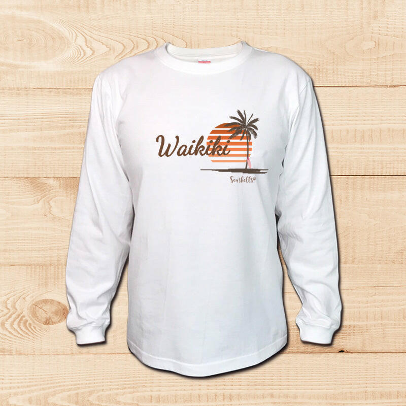 LONG SLEEVE SHIRT　SUNSET-PALM　WHITE.