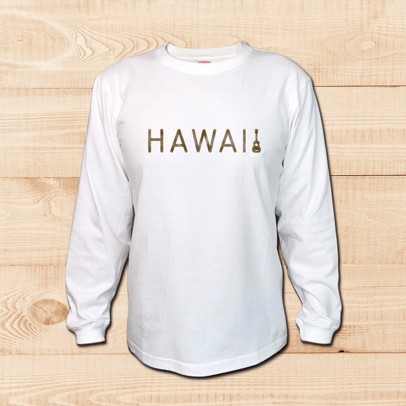 LONG SLEEVE SHIRT　UKULELE-HAWAII　WHITE